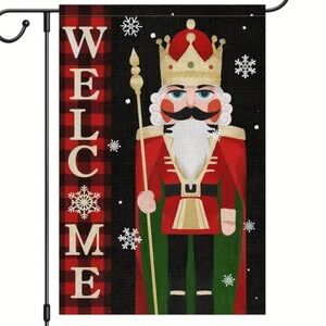 NIP 1pc, 12”x18” Nutcracker Flag, Burlap Weatherproof Double Sided Printing